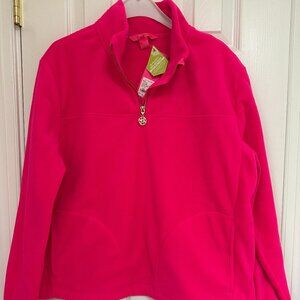 Lilly Pulitzer Hot Pink Noreen Pink Palm Fleece, NWT, size Medium